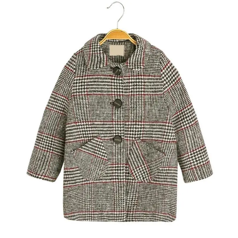 Пальто шерстяное для девочек-подростков тёплое ветрозащитное на осень/зиму -