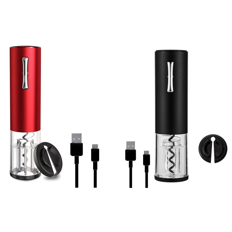 

2 комплекта Электрический штопор, USB Перезаряжаемые штопор для винной бутылки открывалка со съемными Бесплатная Фольга резак красный и зеле...