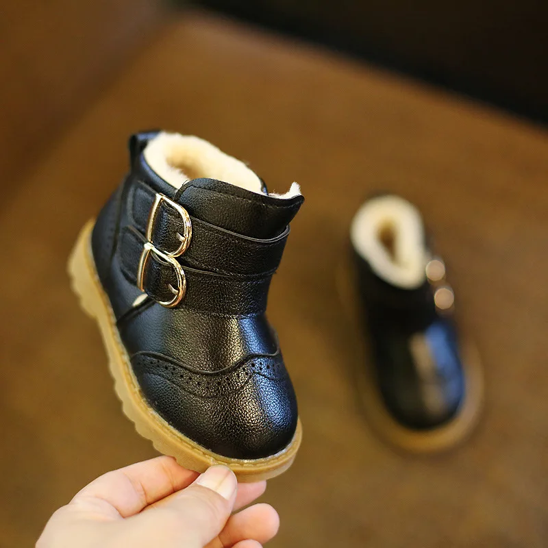 Детские ботинки для девочек модная детская обувь на плоской подошве зимняя