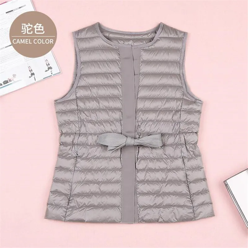 Новый женский белый жилет 90% 2020 ультра-светильник на утином пуху элегантная