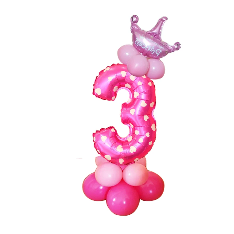Chicinlife мальчик девочка 2 3 фольгированный шар с днем рождения воздушные шары 2 3 года День Рождения украшения Дети День Рождения Декор - Цвет: pink 3