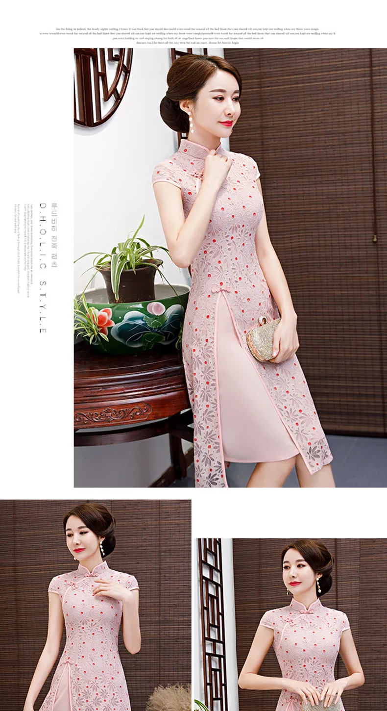 Вечерние, вьетнамские, aodai, Китайская традиционная одежда для женщин, qipao, короткий рукав, кружевное, китайское, восточное платье, современное, cheongsam