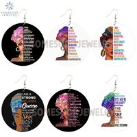 somesoor im black woman wooden drop earrings inspired sayings printed strong melanin ear loops dangle jewelry for women gifts