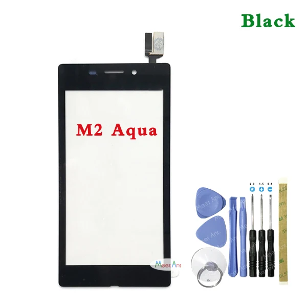 4," для sony Xperia M2 S50H D2302 D2303 D2305 D2306 и M2 Aqua D2403 сенсорный экран дигитайзер Передняя стеклянная Сенсорная панель объектива - Цвет: M2Aqua BlackWithTool