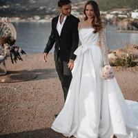 elegant white a line wedding dress sequins sheer long sleeves sweep train bridal gowns glamous garden wedding dress