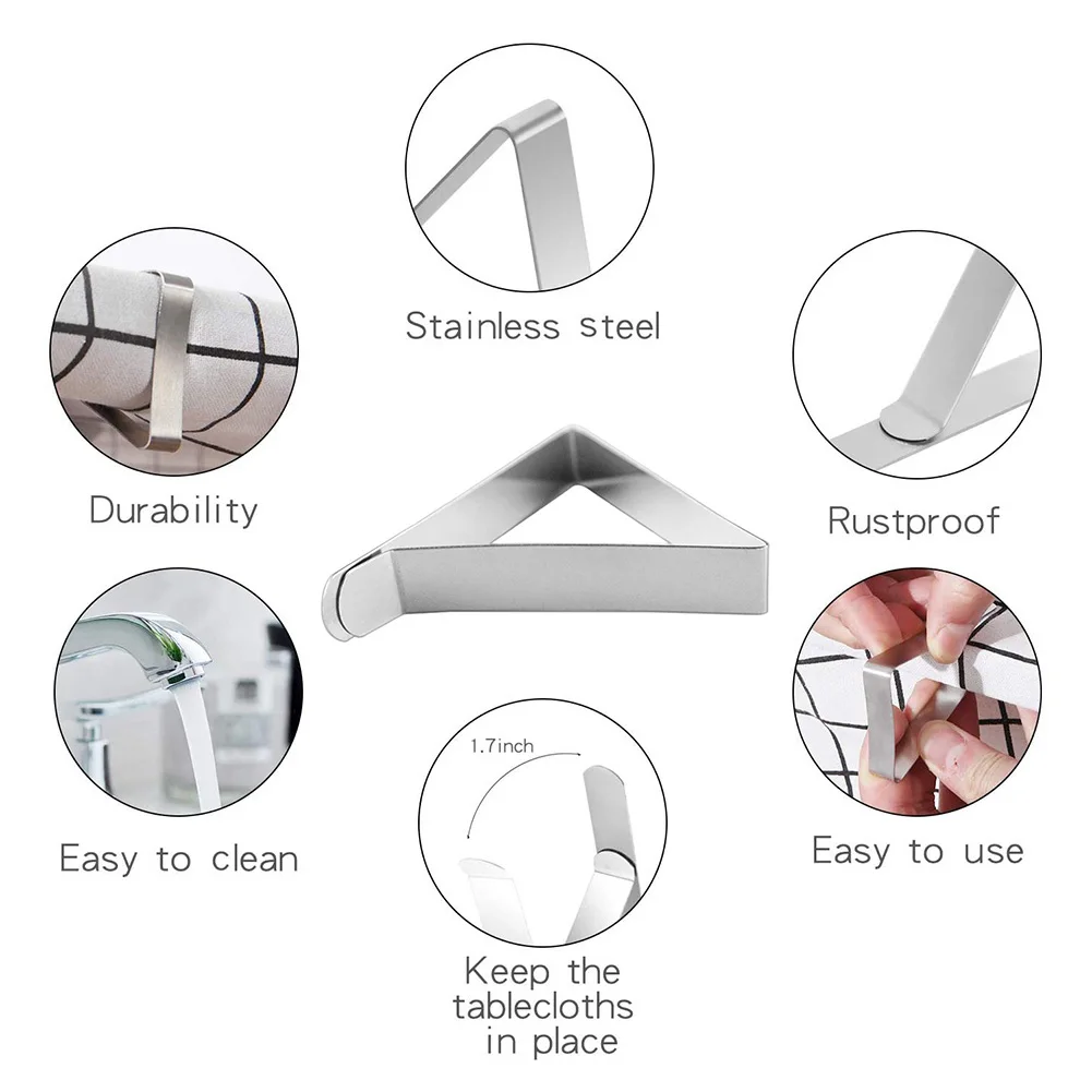 12 шт. скатерти для стола из нержавеющей стали тканевые зажимы пикника свадьбы
