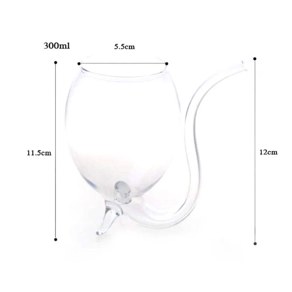 

1PCS Wine Whiskey Transparent Glass Cup Heat Resistant Glass Sucking Juice Milk Cup Tea Wine Cup With Drinking Tube Straw