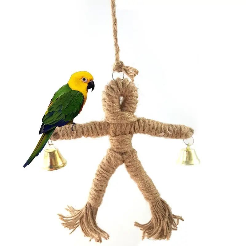 

Creative Bird Parrot Toy Funny Scarecrow Shaped Parrot Chewing Toys With Bells Birds Cage Hanging Toy Parakeet Birds Supplies