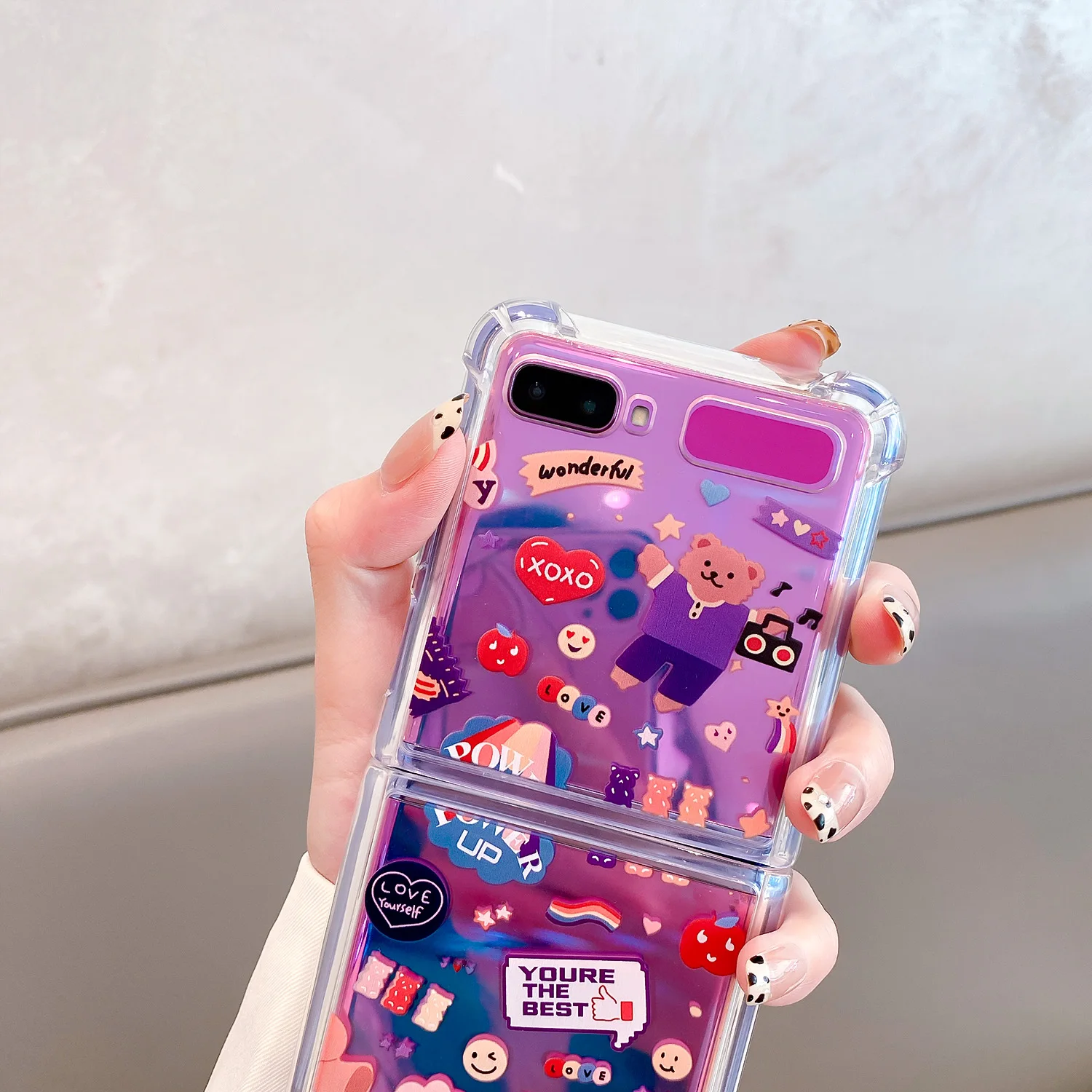For Samsung ZFlip 3 Cases Transparent Phone Case Cute Contrast Bracelet for Galaxy ZFlip 2 Samsung Back Cover for ZFlip 2 3 Etui