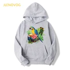 Женская толстовка с капюшоном и принтом в виде попугаев