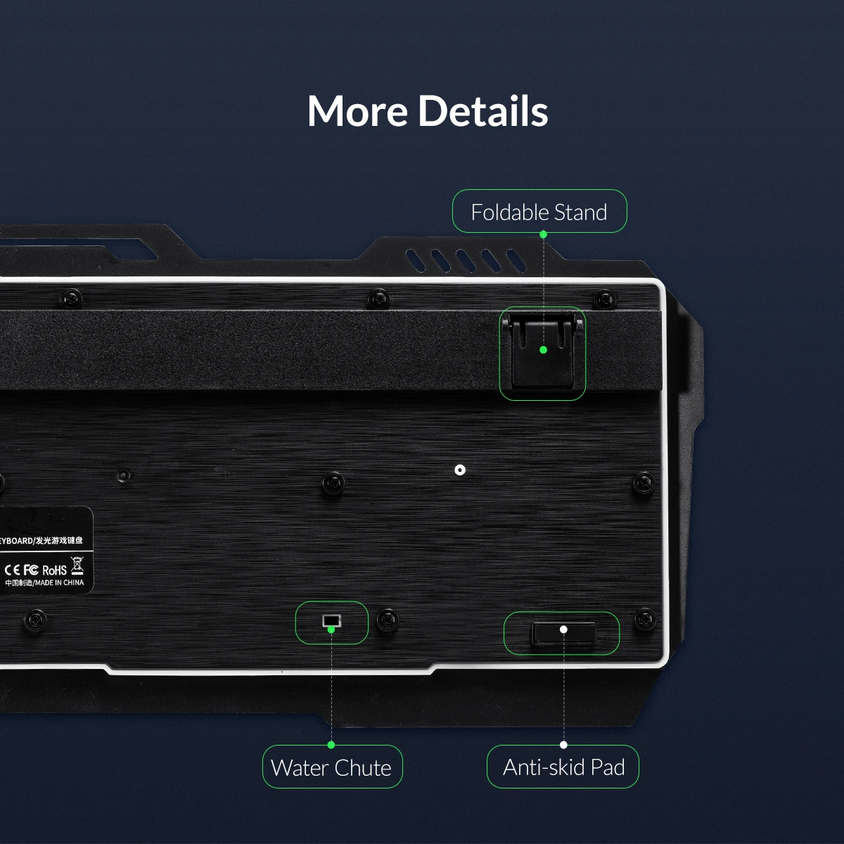 Светодиодный клавиатура ORICO для игр проводная с 104 клавишами водонепроницаемая