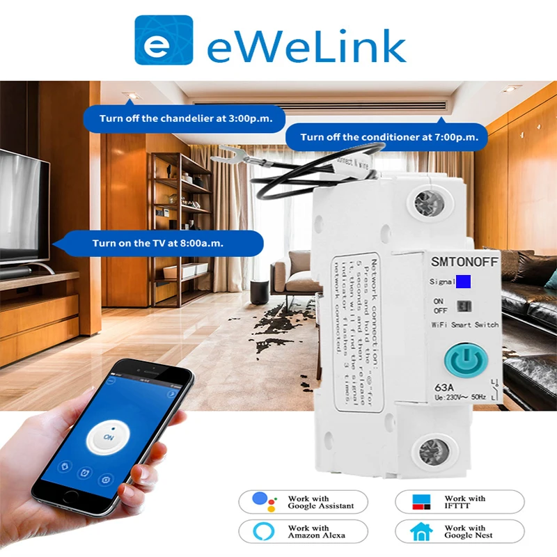eWelink WiFi circuit breaker Smart din rail switch timer no meter remote control voice Alexa and google for Home | Обустройство дома