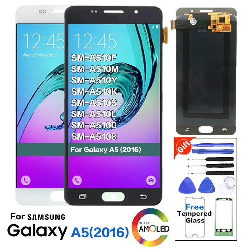 AMOLED для Samsung Galaxy A5 2016 A510 A510F A510M SM A510FD ЖК дисплей + кодирующий преобразователь