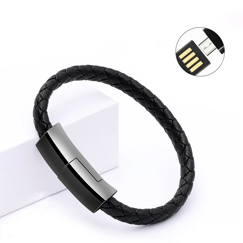 Модный кожаный браслет Micro usb type-C usb-кабель для iphone 8 samsung Android Phone power bank портативный переносной зарядный провод