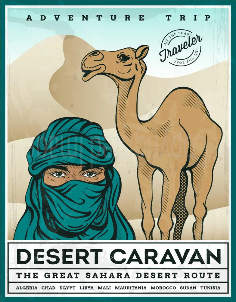 

THE GREAT SAHARA DESERT ROUTE металлический жестяной знак плакат настенный налет