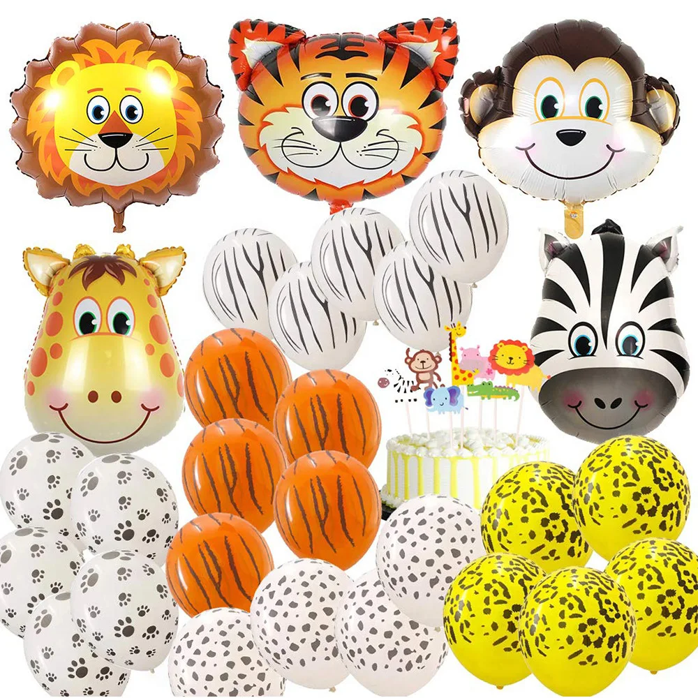 

Kids Birthday Balloons Dog Paw Latex Globos Cute Lion Tiger Zebra Monkey Jungle Animal Foil Helium Balloon Baby Shower Decoratio