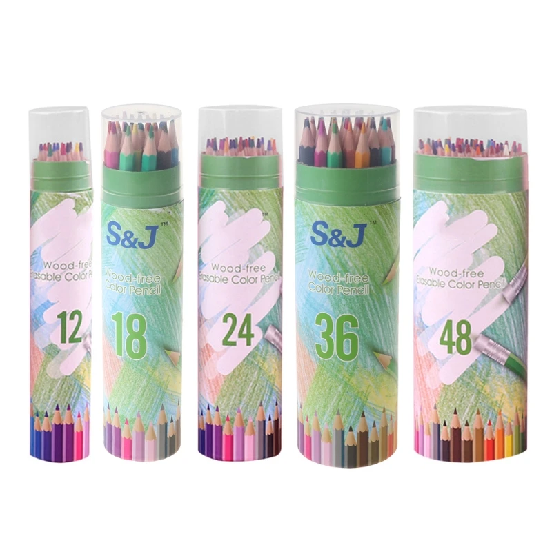 

12/18/24/36/48 Pencil Oily Color Lead Paint Brush Water Soluble Colored Drawing Tool Kit Hand-Painted School Office Y5GE