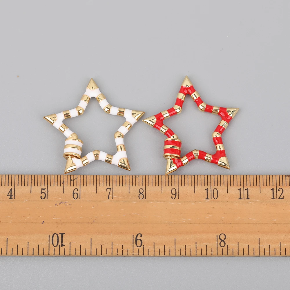 

5pcs/Lot 31mm Colorful Enamel Five-Point Stars Screw Clasps,Enamel Lock Clasps,Carabiner Connector Clasps For DIY Jewelry Making
