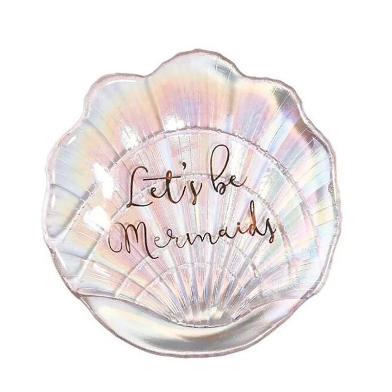 Креативная тарелка в форме стеклянной раковины закуска Русалочка десертная