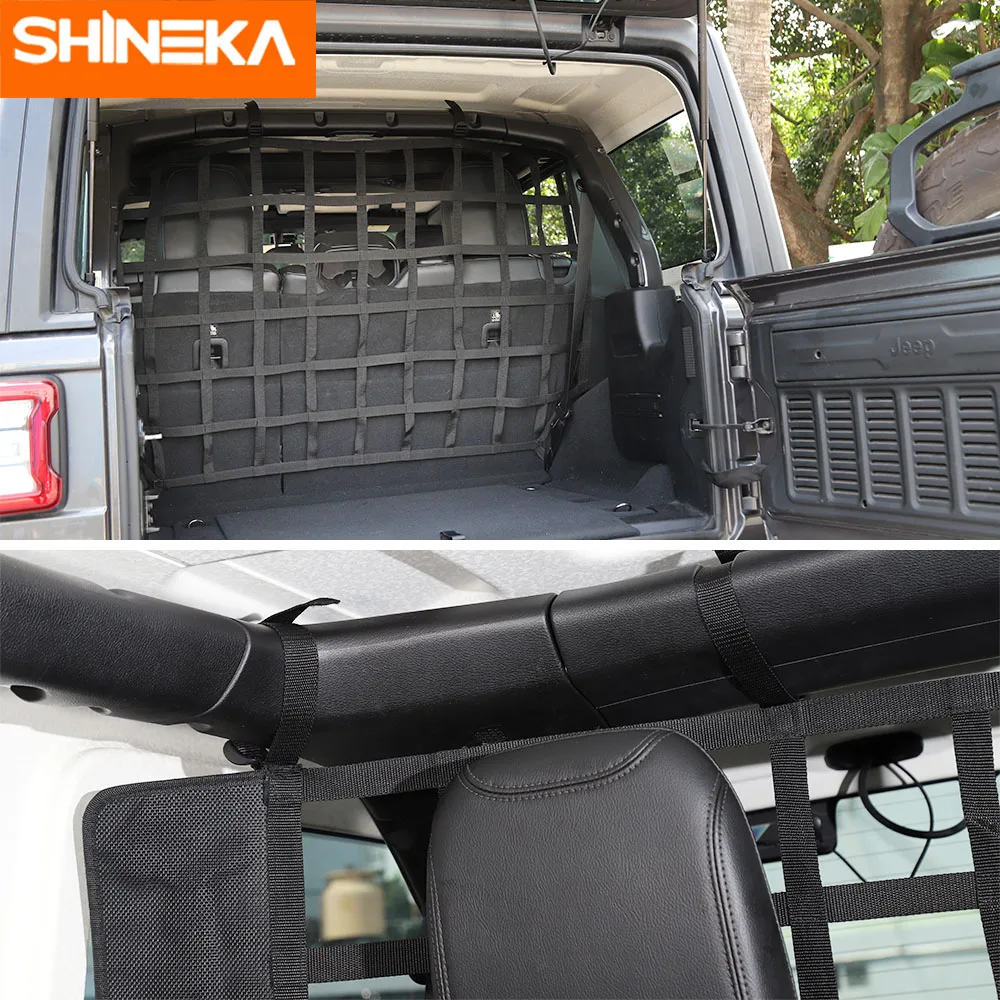 SHINEKA интерьерные молдинги для Jeep Wrangler JK JL 2007- Pet разделительная сетка забор Автомобильный багажник грузовая защитная сетка для Jeep Wrangler JK JL 2007- аксессуары
