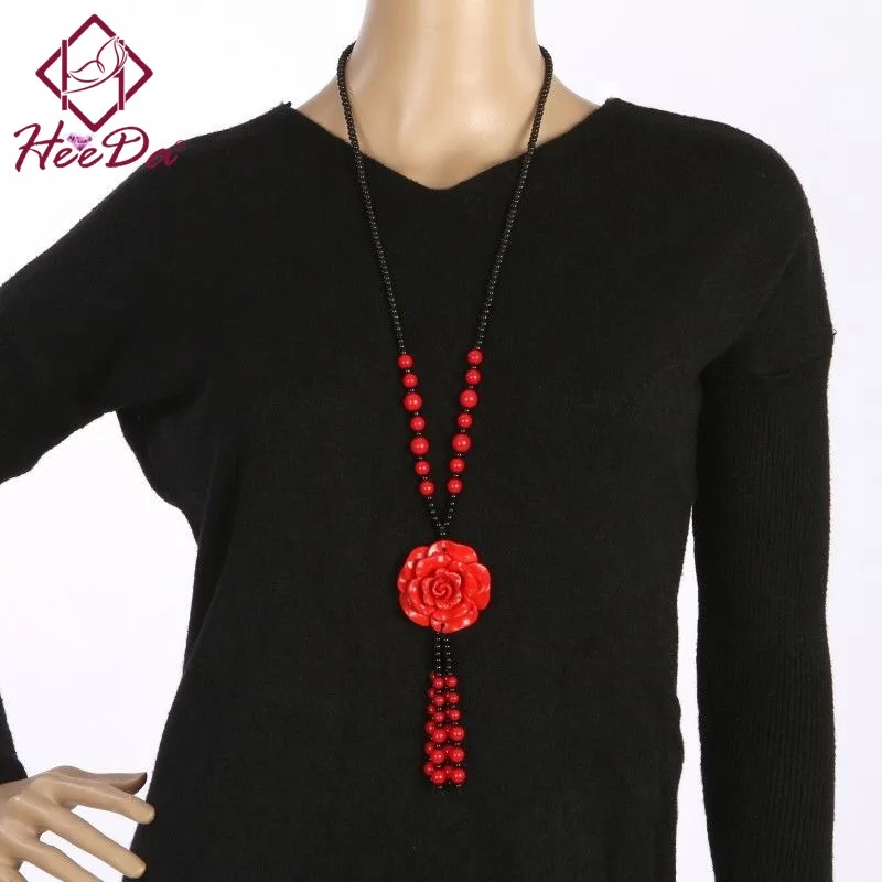 Женское винтажное ожерелье в этническом стиле длинное с кисточками и бусинами