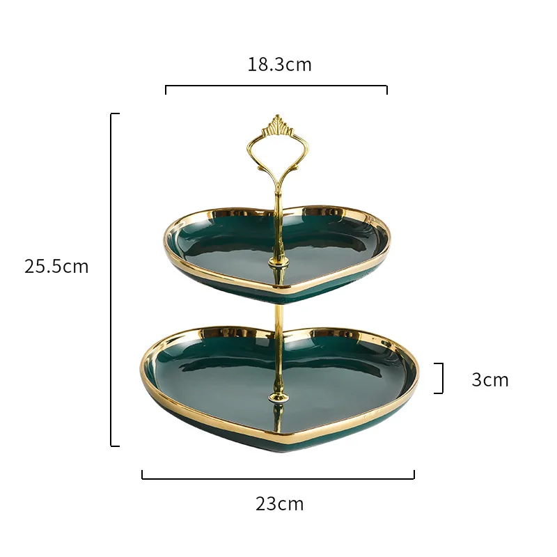 

Ceramic Plate Double Layer Love Fruit Plate Dessert Stand Dessert Table Home Party Wedding Cake Dried Fruit Plate