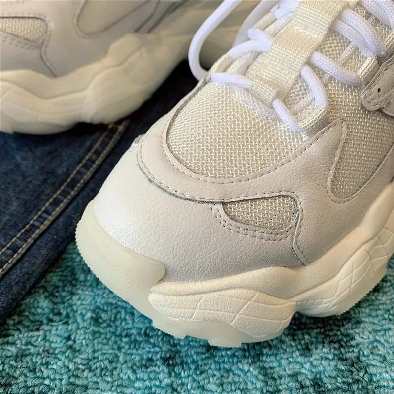 Кроссовки женские сетчатые из натуральной кожи на платформе массивные уличные