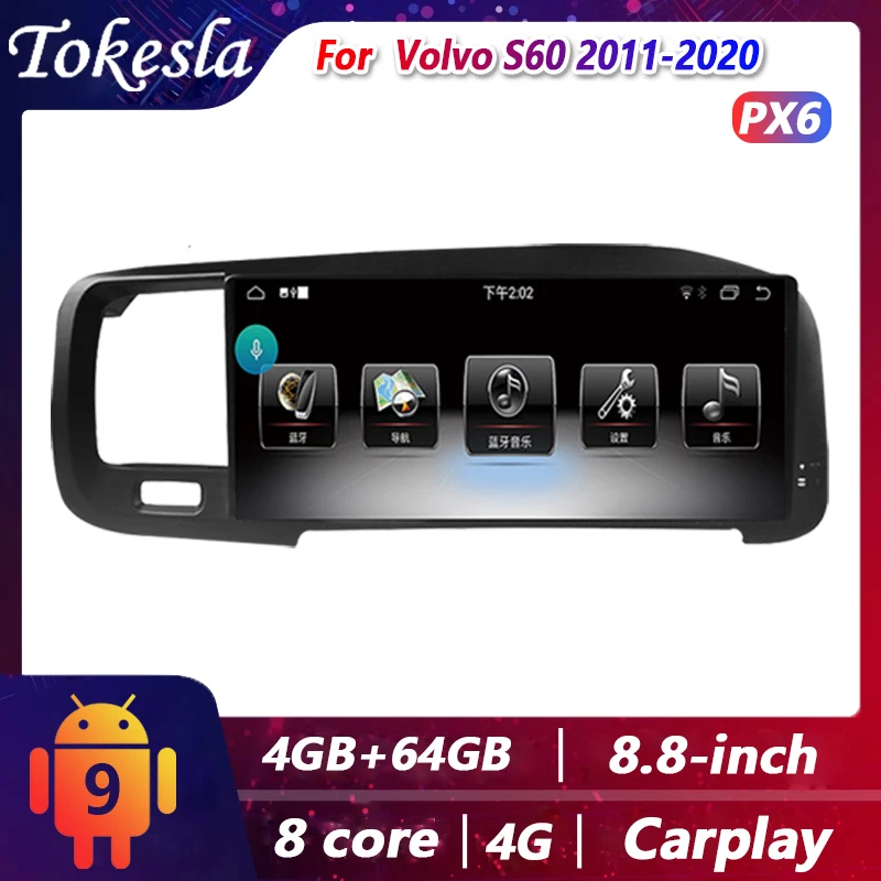 

Tokesla Car Audio For Volvo S60 Radio 2 Din Android PX6 Auto Stereo Receiver Central Multimedia Dvd Video Players GPS Navigation