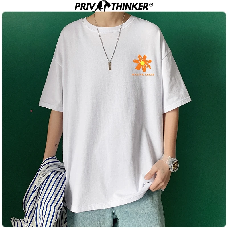 Мужская футболка с цветочным принтом Privathinker свободная коротким рукавом в стиле
