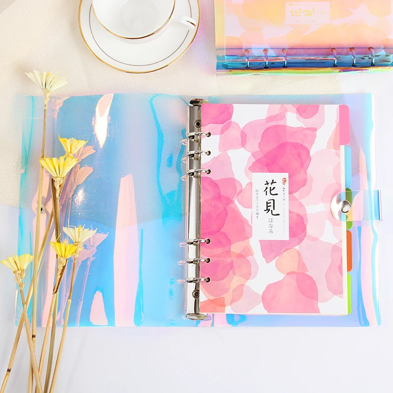 Креативный А5 А6 ПВХ лазерный свободный переплет блокнот файл папка еженедельник