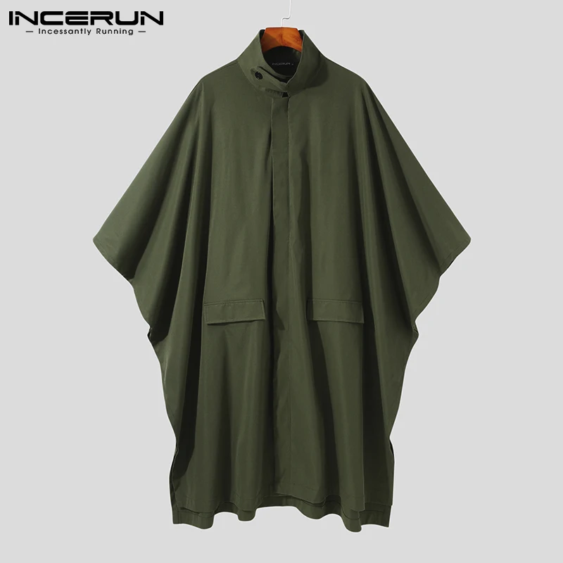 INCERUN Sylish Ponchos Hadnsome New Men's Autumn Winter Loose Solid Comfortable Coats All-match Simple Capes Cloaks S-5XL 2022 images - 6