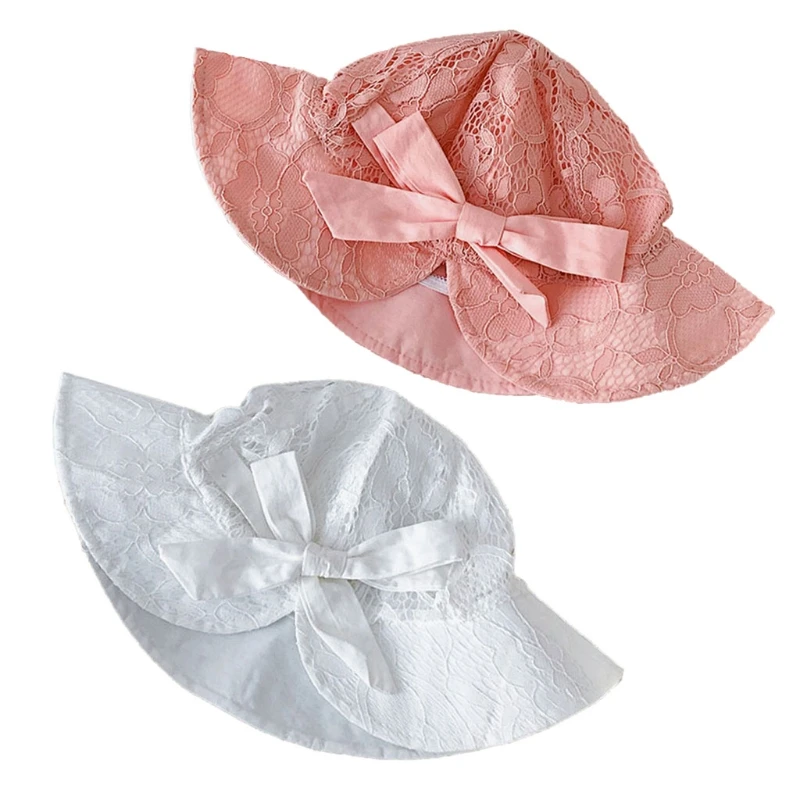 

Baby Lace Fisherman Sun Hat Princess Hat Bows Cotton Beanie Bonnet Newborn Photography Props Cap for Toddler Infant