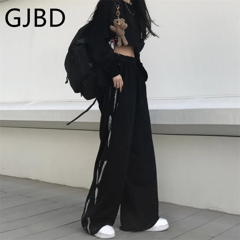 

Women's Sports Pants 2021 Summer Harajuku High Waist Baggy Casual Wide Leg Pants Boyfriend Versatile Streetwear Fashion Trouser