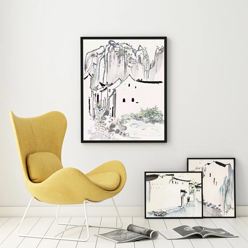 Китайская черно белая живопись по номерам ручная работа картины маслом