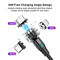 IPhone 11 प्रो XS मैक्स सैमसंग Xiaomi USB कॉर्ड वायर केबल के लिए USLION चुंबकीय केबल 540 डिग्री रोटेशन माइक्रो यूएसबी टाइप सी फोन केबल