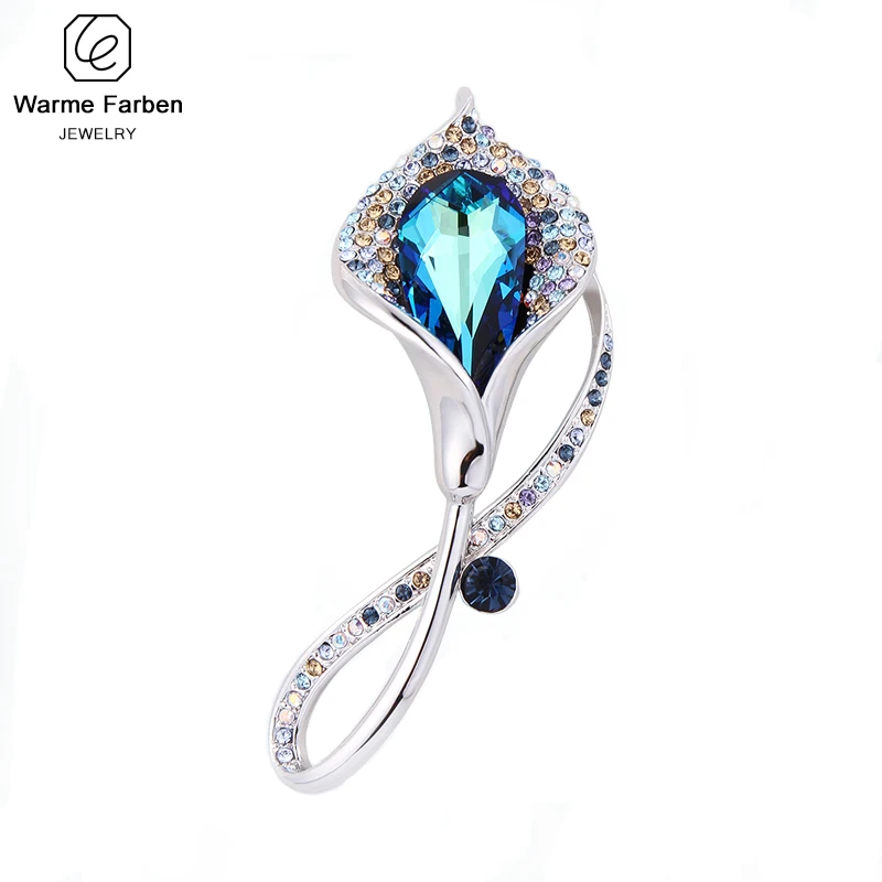 Warme Farben Кристалл от Swarovski Броши для женщин богемные цветы в форме брошь костюм шарфы Заколки ювелирные аксессуары
