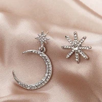 2021 new crystal fashion star ladies pendant earrings elegant star and moon asymmetric earrings drop earrings jewelry earrings