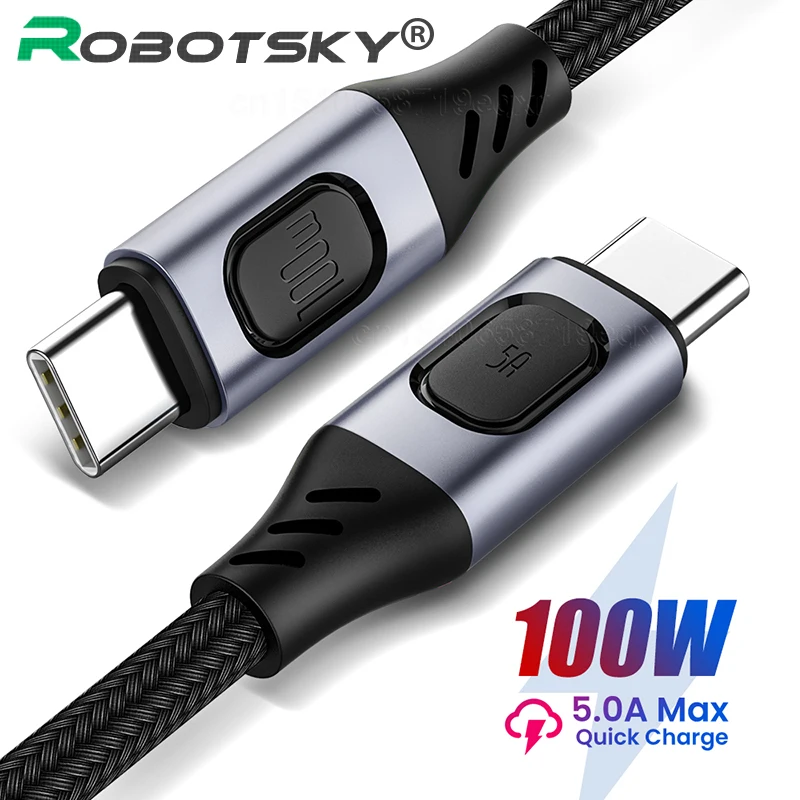 

5A USB C Data Cable 100W PD USB Type C Cable For Macbook Pro USB Fast Charging Cable USB Type-C Quick Cord For Samsung S10 Note