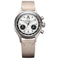 merkur mens chronograph watches luxury watch hand wind mechanical wristwatch dress c3 luminous leather strap waterproof date