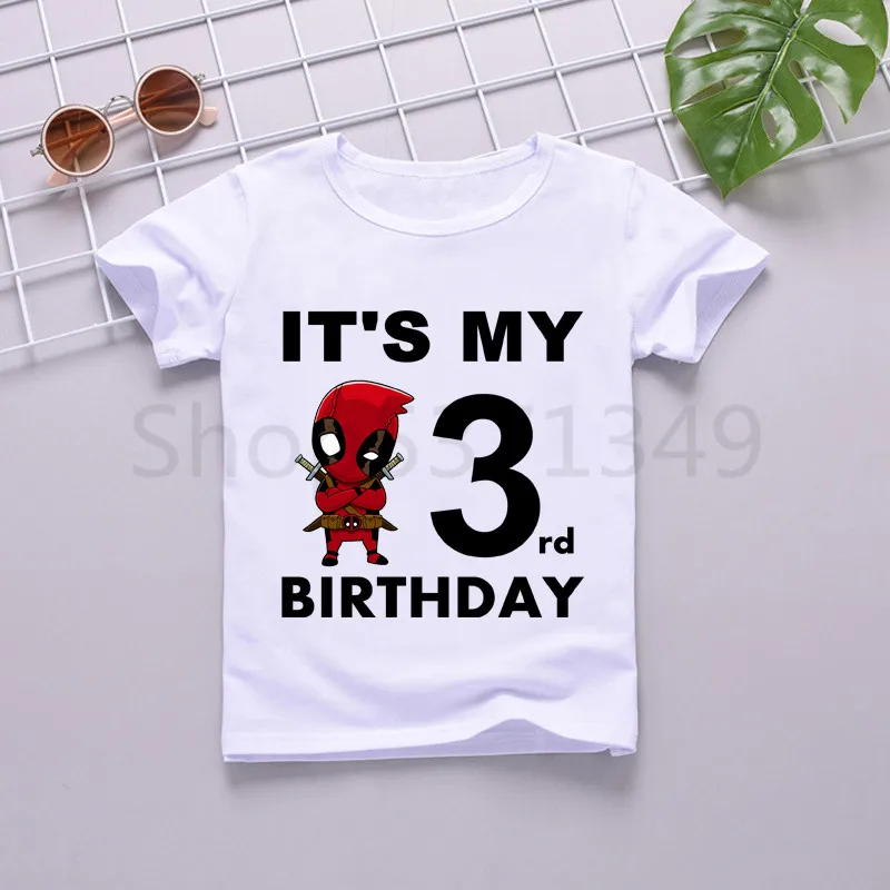 Детская футболка С Днем Рождения с надписью Dead Pool Happy Birthday Забавный топ для