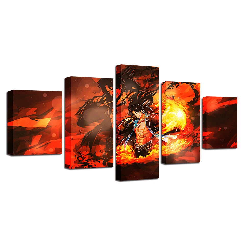 

HD Canvas Printed Painting Wall Art Modular Poster 5 Panel Animation One Piece Character Pictures Home Decor Living Room Frame