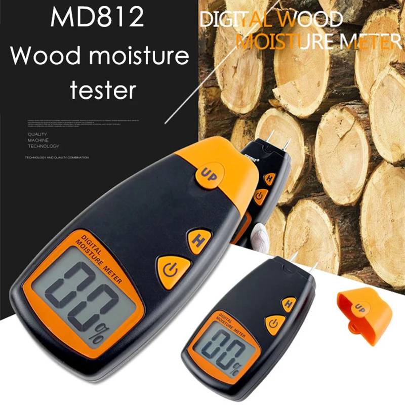 Junejour 0-99.9% Two Pins Digital Wood Moisture Meter Humidity Tester Hygrometer Timber Damp Detector Large LCD Display 