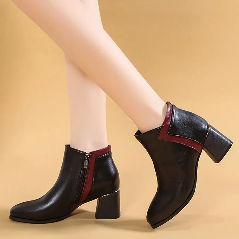 Женские ботильоны зимняя обувь классические ботинки на высоком каблуке с