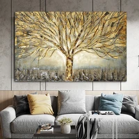 gold tree of life oil painting poster and prints on canvas abstract art pictures modern wall art for home living room decoration