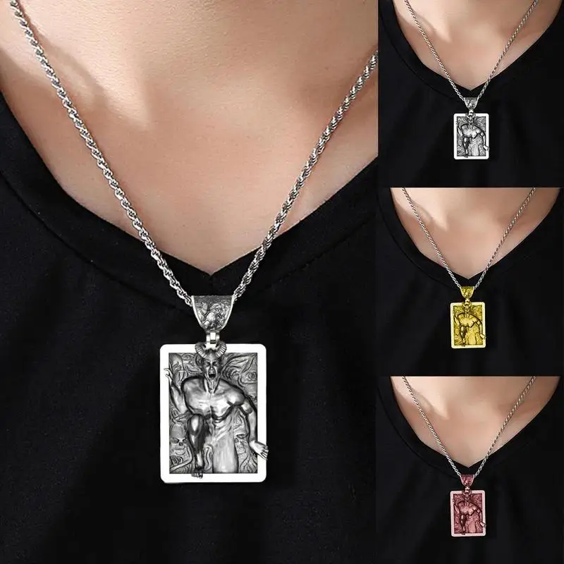 Модное винтажное ожерелье с подвеской в виде демона черепа унисекс ретро сплав