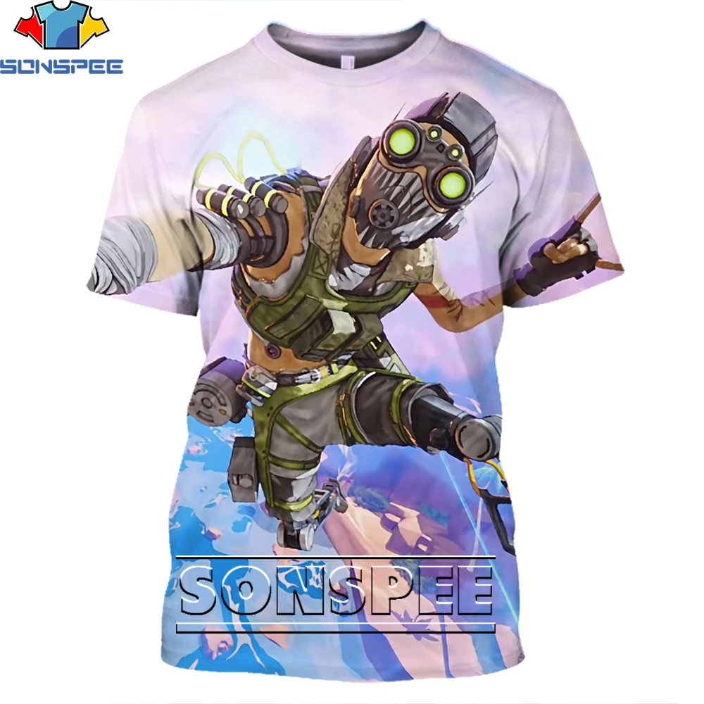 

SONSPEE 3D Printing Apex Legends T-shirts Fashion Casual Loose Round Neck Men And Women Strong Trend Punk Personality Street