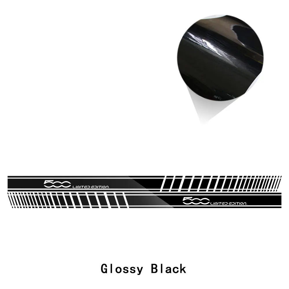 gloss black Автомобильный Стайлинг, наклейка на боковую юбку, ограниченная серия, украшение для тела, гоночная наклейка в полоску для Fiat 500 Bravo Doble Panda Ducato, аксессуары - Название цвета: gloss black