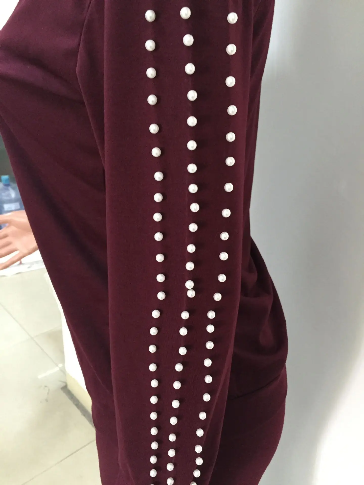 

Beaded Sexy 2 Piece Matching Set Sweatsuit Women O-Neck Full Sleeve Slim Hoodie and High Waist Pants Plus Size Autumn Winter Set