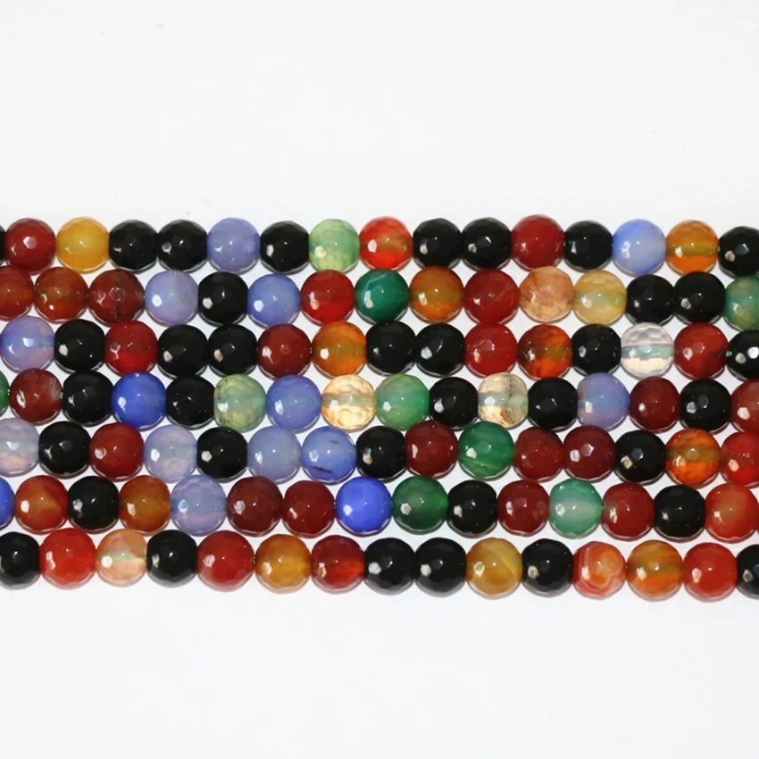 

6mm 8mm 10mm 12mm natural multicolor carnelian onyx agat stone faceted round loose beads fashion jewelry diy jewelry 15inch A12