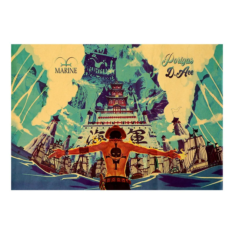 Ретро-постер One Piece из крафт-бумаги для бара кафе дома картина декора гостиной